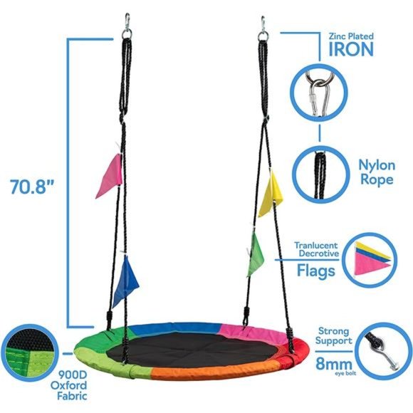 40 Inch Tree Swing Saucer Swing - 800Lb Weight Capacity, 900D Oxford Waterproof - Picture 4 of 6